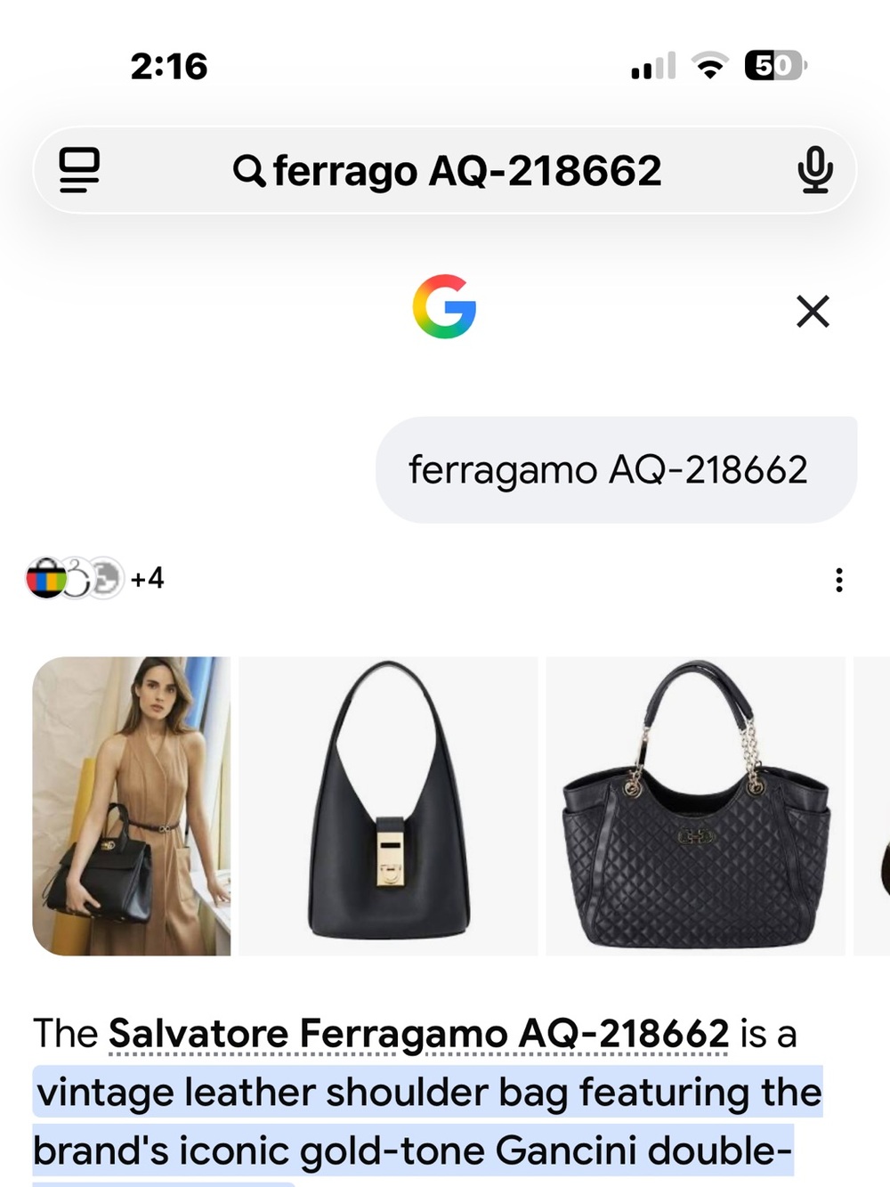 Salvatore Ferragamo Cream Leather Shoulder Bag with Gold Gancini - Picture 9 of 9